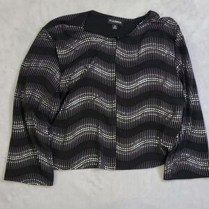 Karina Grimaldi Geometric Jacket Blouse Black White Print Size 14 Boutique